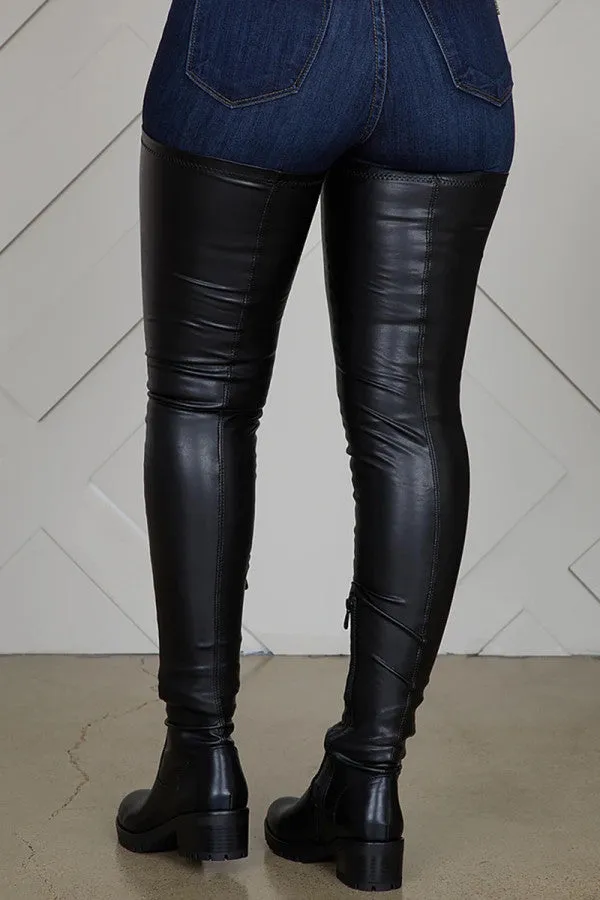Purpdrank - Black Fashion Solid Color Keep Warm High Boots