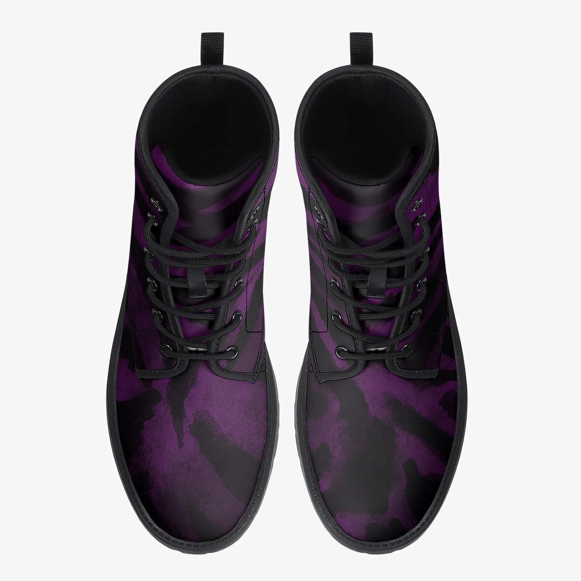 Purple Tiger Striped Unisex Boots, Purple Tiger Animal Print Designer Best Winter Hiking Boots For Men or Women (US Size 5.5-12)