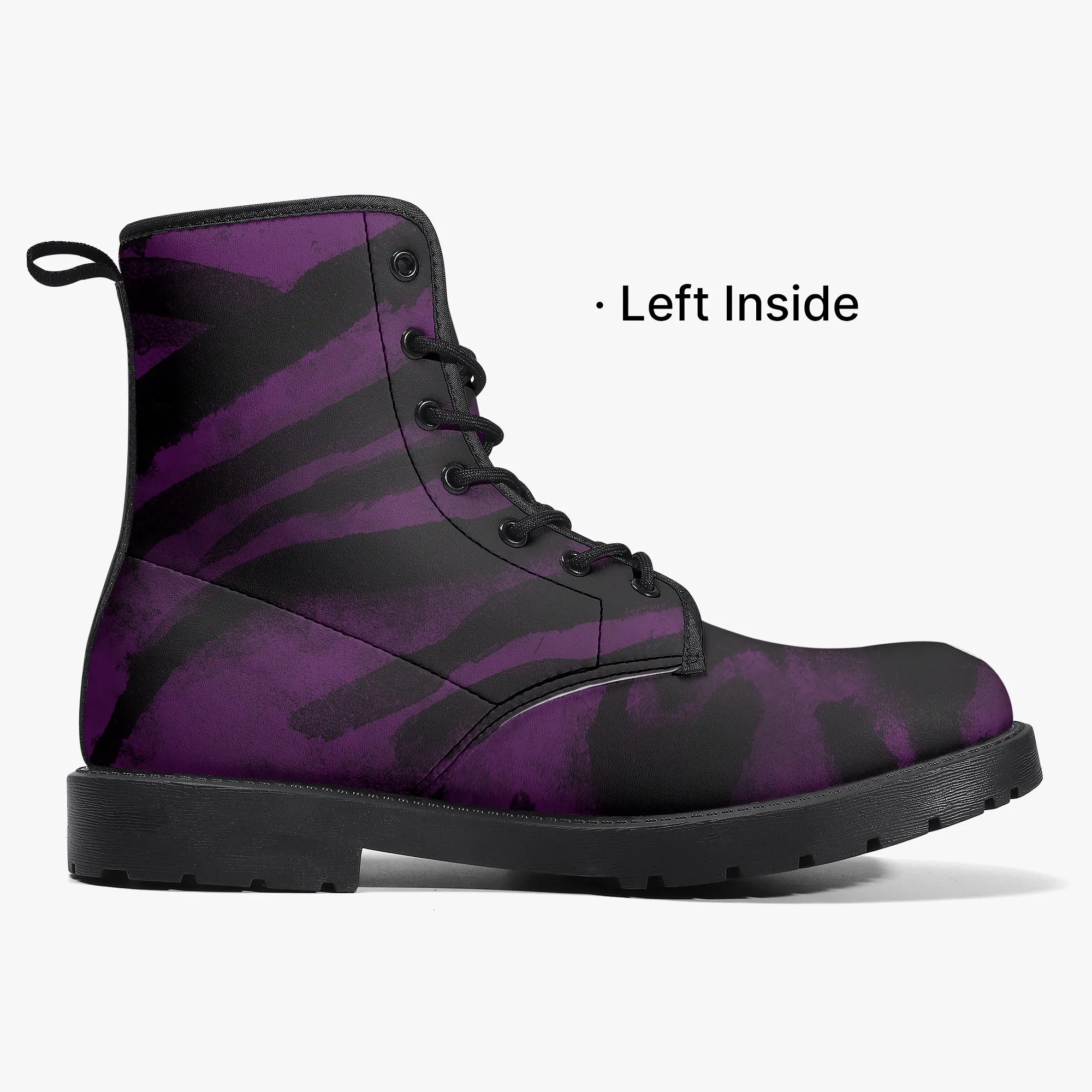 Purple Tiger Striped Unisex Boots, Purple Tiger Animal Print Designer Best Winter Hiking Boots For Men or Women (US Size 5.5-12)