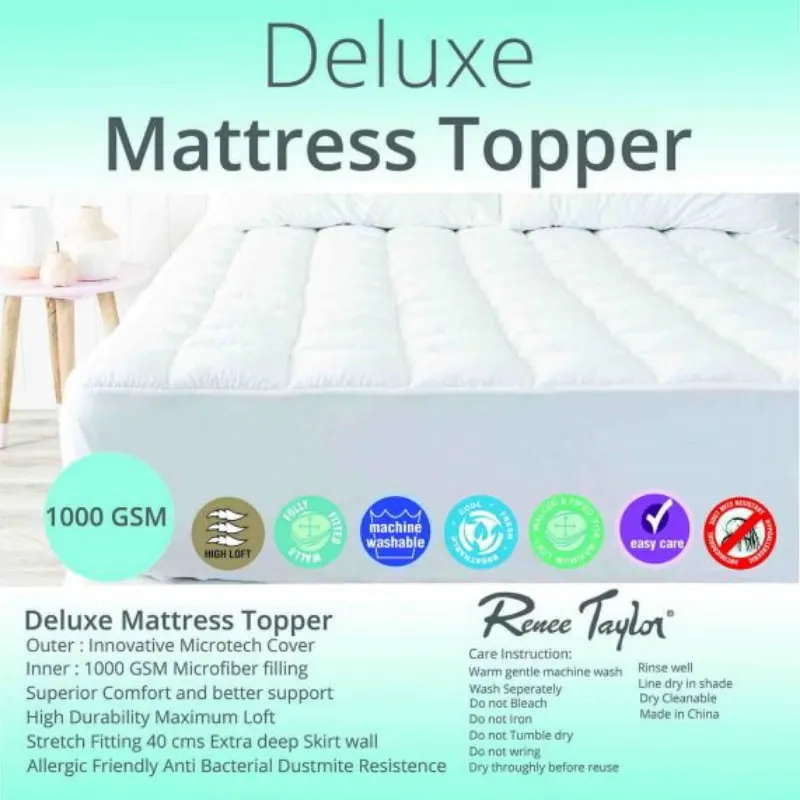 Renee Taylor Deluxe 1000GSM Mattress Topper