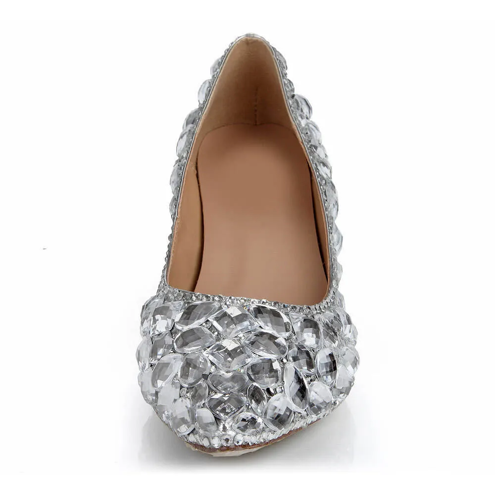 Rhinestone Ankle Stiletto Heel Patent Leather Pumps