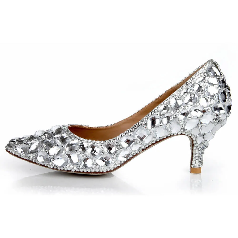 Rhinestone Ankle Stiletto Heel Patent Leather Pumps