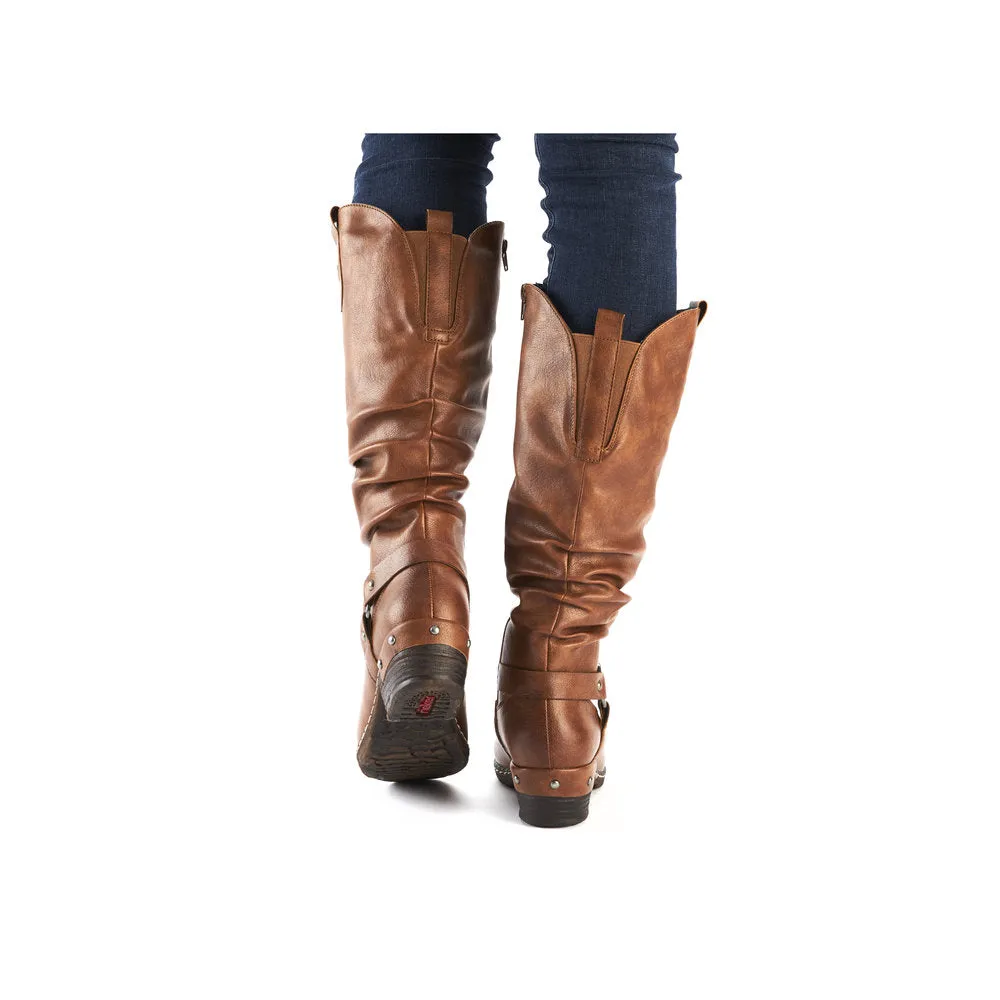 Rieker 93670-24 Ladies Brown Water Resistant Side Zip Knee High Boots