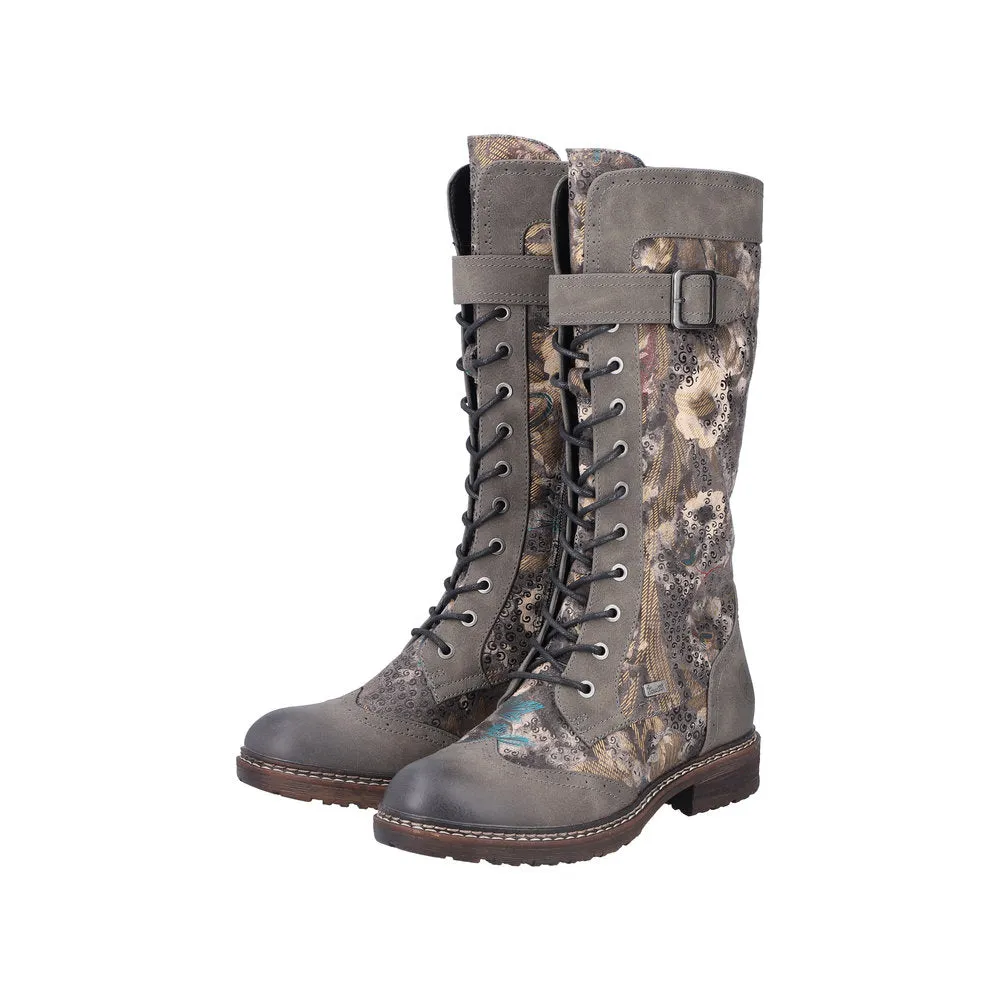 Rieker 94734-90 Ladies Multi Water Resistant Side Zip Knee High Boots