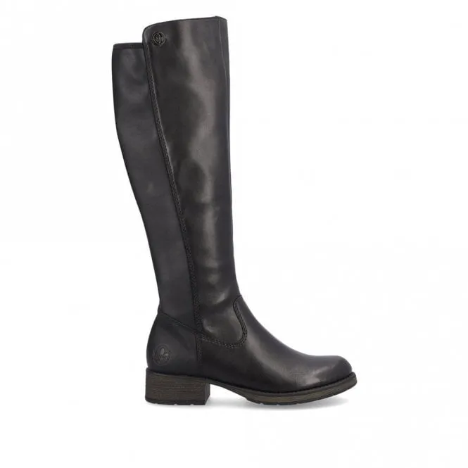 Rieker Z9591-01 Black Womens Casual Comfort Zip Up Knee High Boots