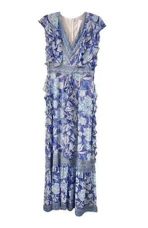 Ruffle Metallic Vneck Dress