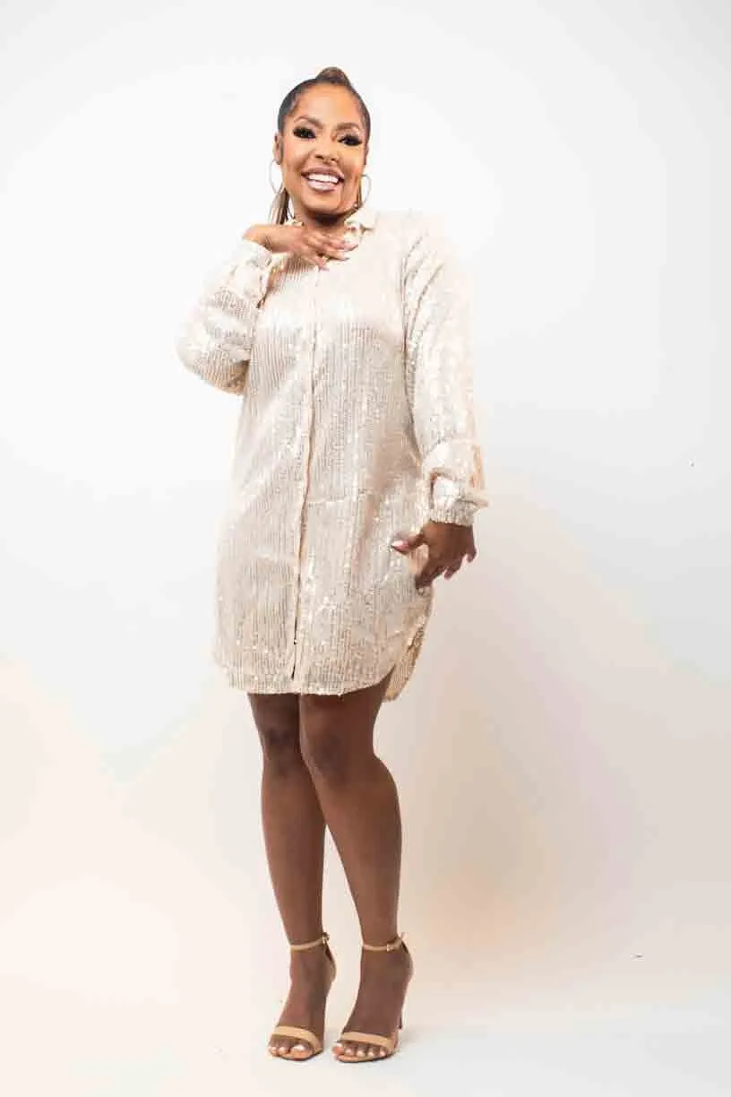 Sequin Shirt Dress