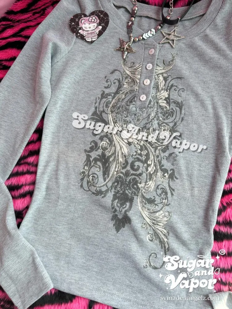 Serena Retro Noir Gothic Long Sleeve Top