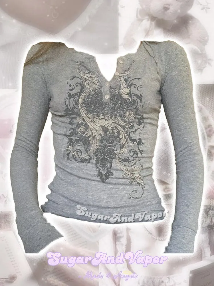 Serena Retro Noir Gothic Long Sleeve Top