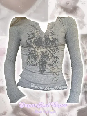 Serena Retro Noir Gothic Long Sleeve Top