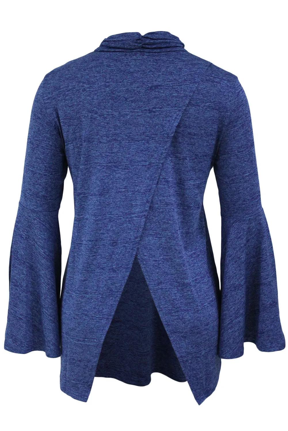 Sexy Blue Flared Bell Sleeve Knit Blouse