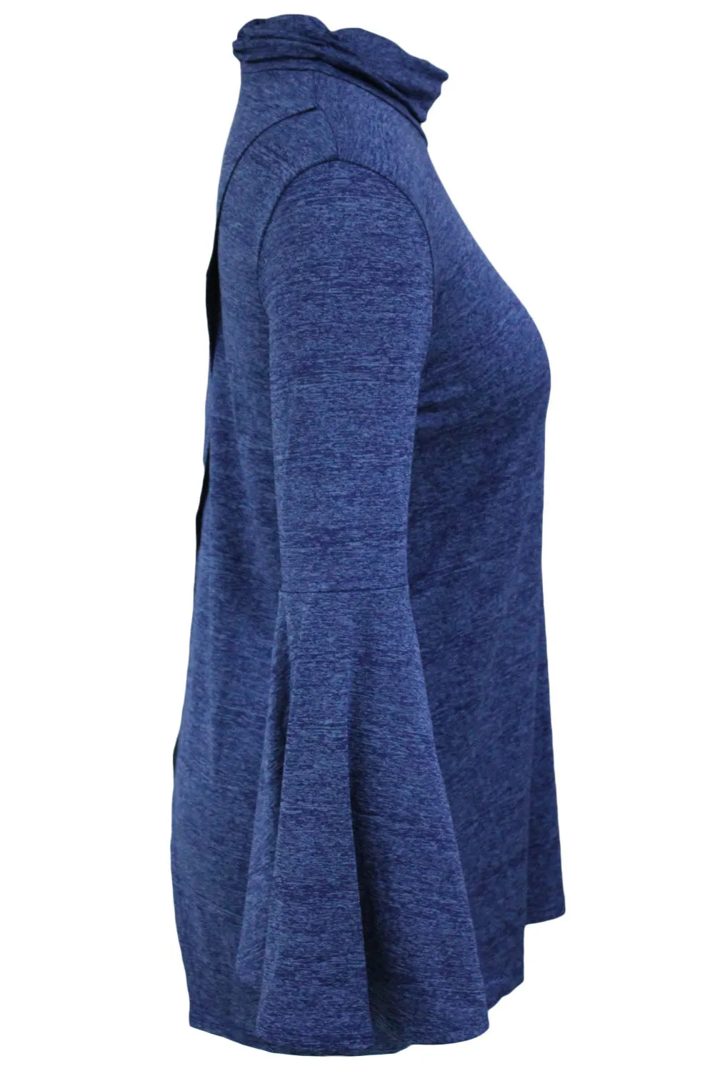 Sexy Blue Flared Bell Sleeve Knit Blouse