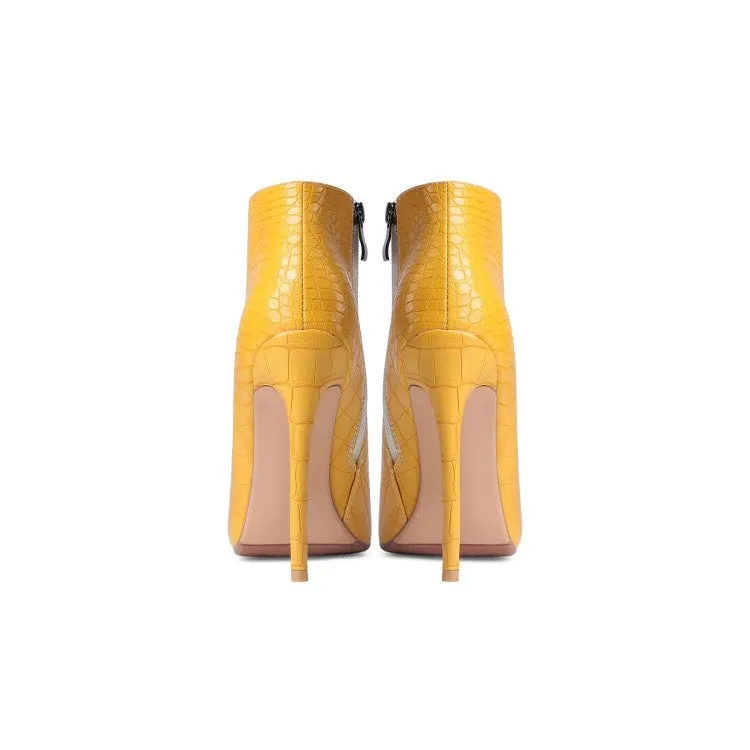 Sexy Leather Point Toe Zipper Ankle Boots