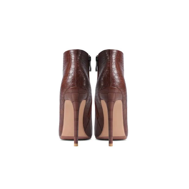 Sexy Leather Point Toe Zipper Ankle Boots