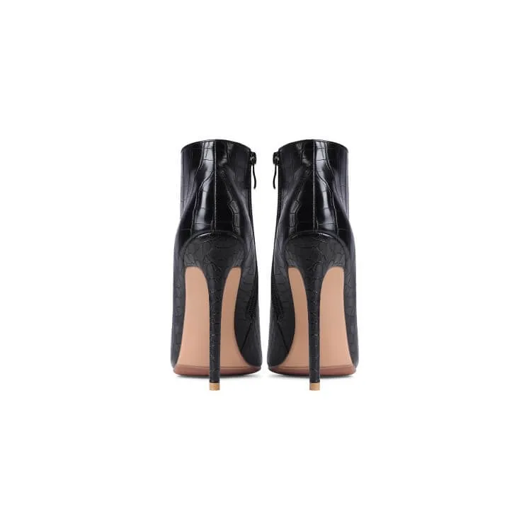 Sexy Leather Point Toe Zipper Ankle Boots