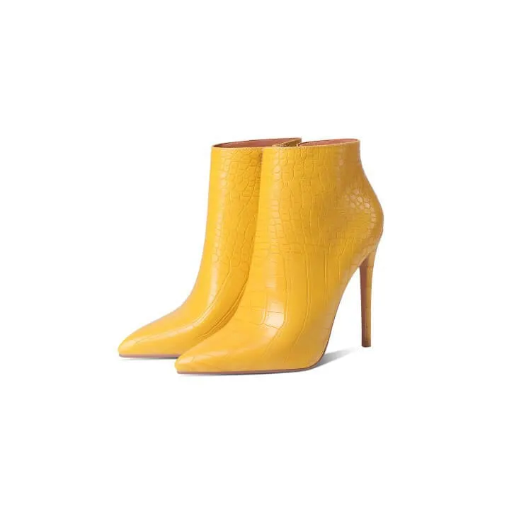 Sexy Leather Point Toe Zipper Ankle Boots