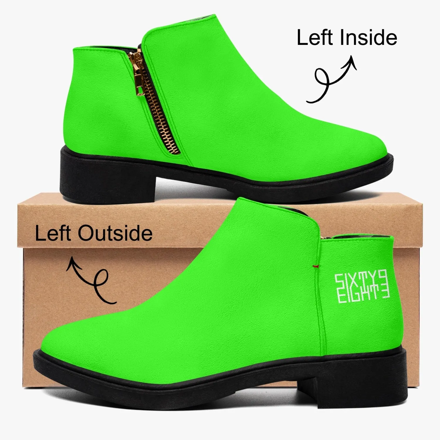 Sixty Eight 93 Logo White Lime Green Suede Boots