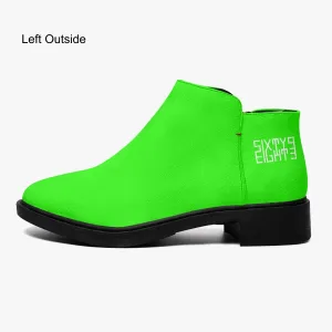 Sixty Eight 93 Logo White Lime Green Suede Boots