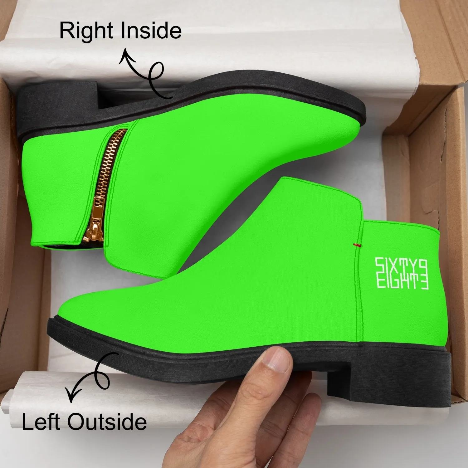 Sixty Eight 93 Logo White Lime Green Suede Boots