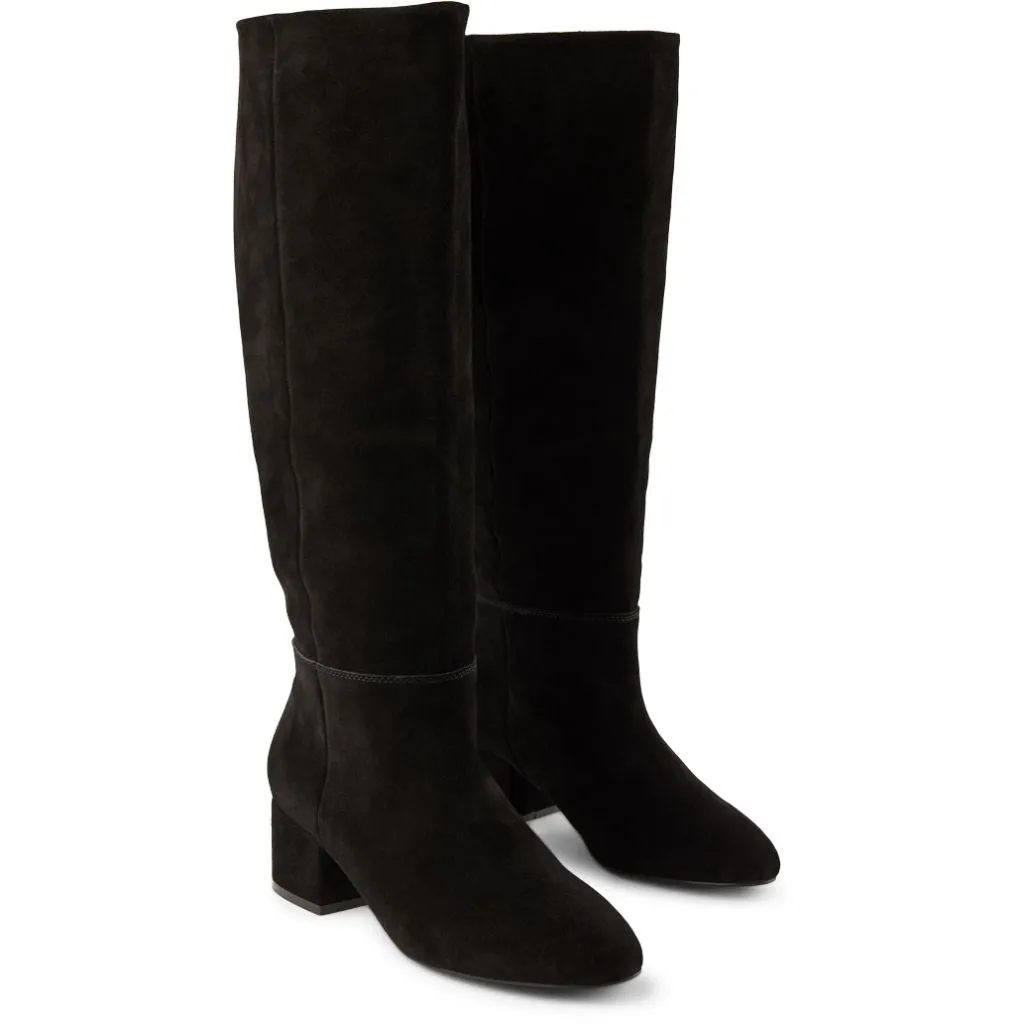 Sophy Suede Knee High Boot - BLACK