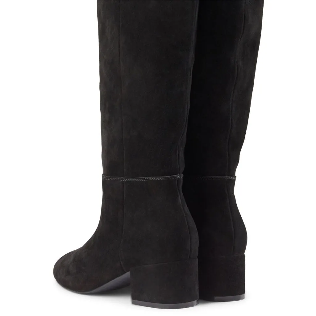 Sophy Suede Knee High Boot - BLACK
