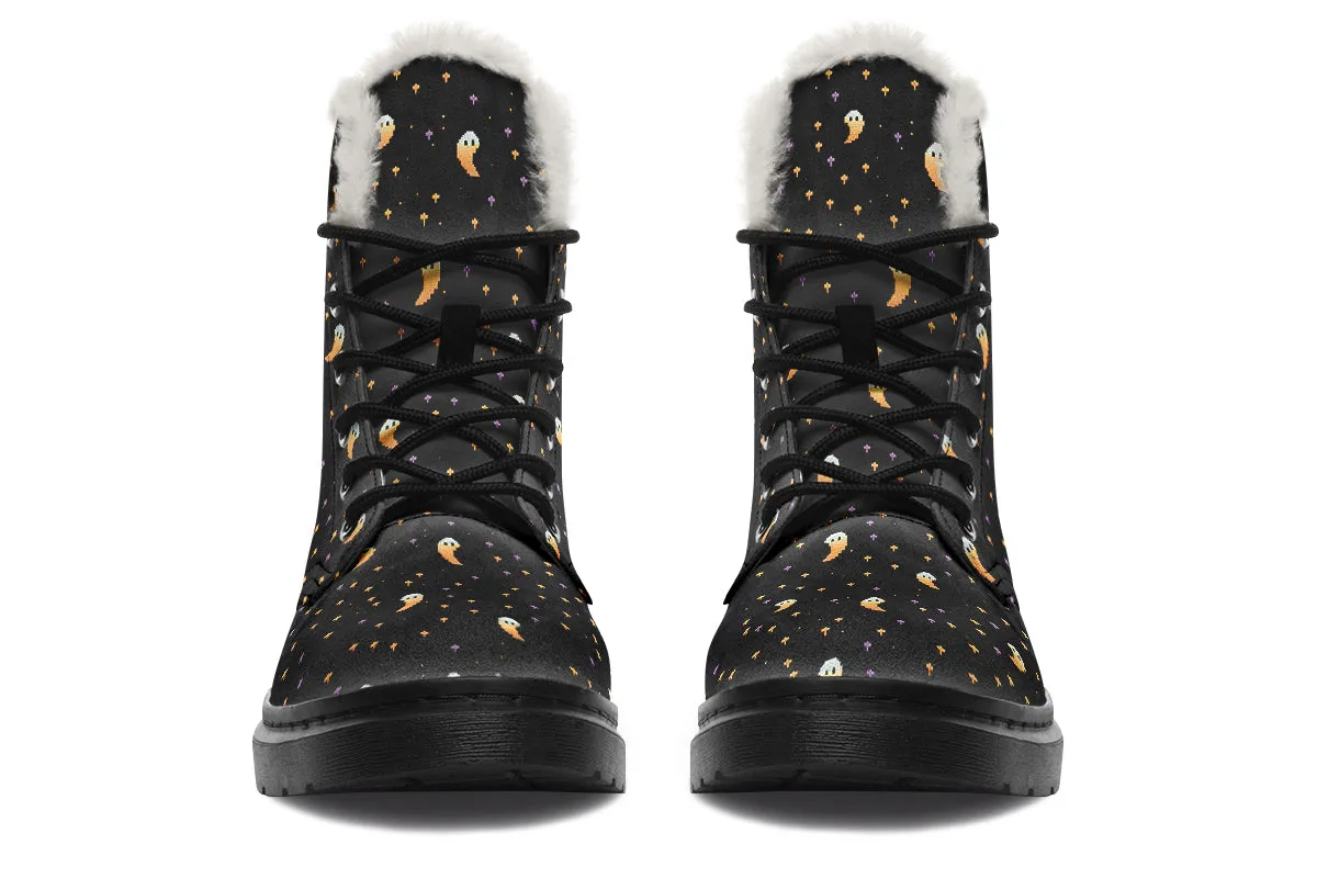 Spooky Soirée Winter Boots - Warm Micro-Suede Doc-Style Boots Lined with Vegan Wool