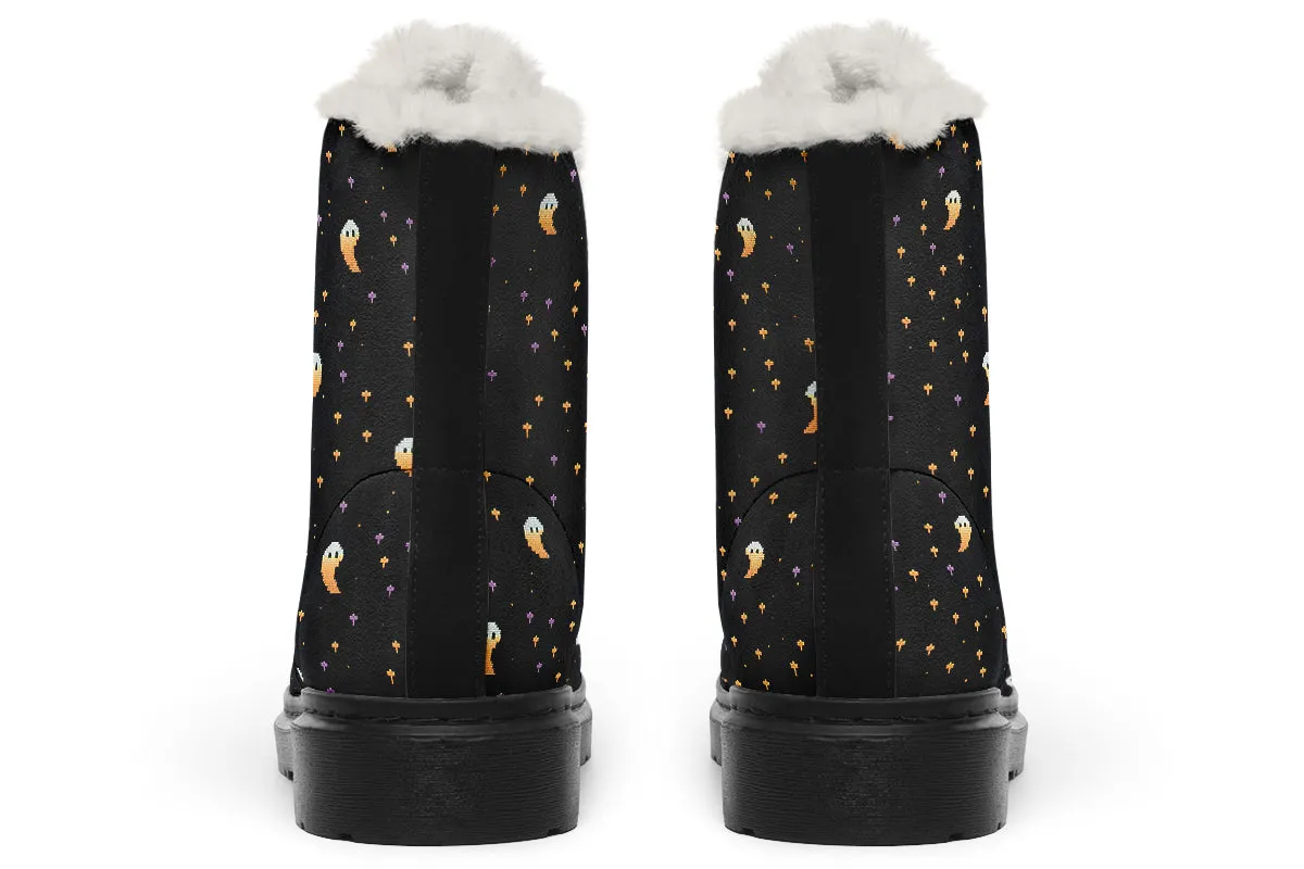 Spooky Soirée Winter Boots - Warm Micro-Suede Doc-Style Boots Lined with Vegan Wool
