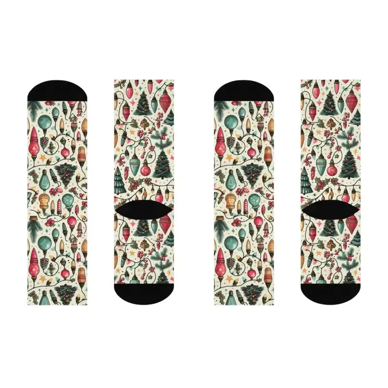 Step Up in Style Cushioned Christmas Lights Crew Socks