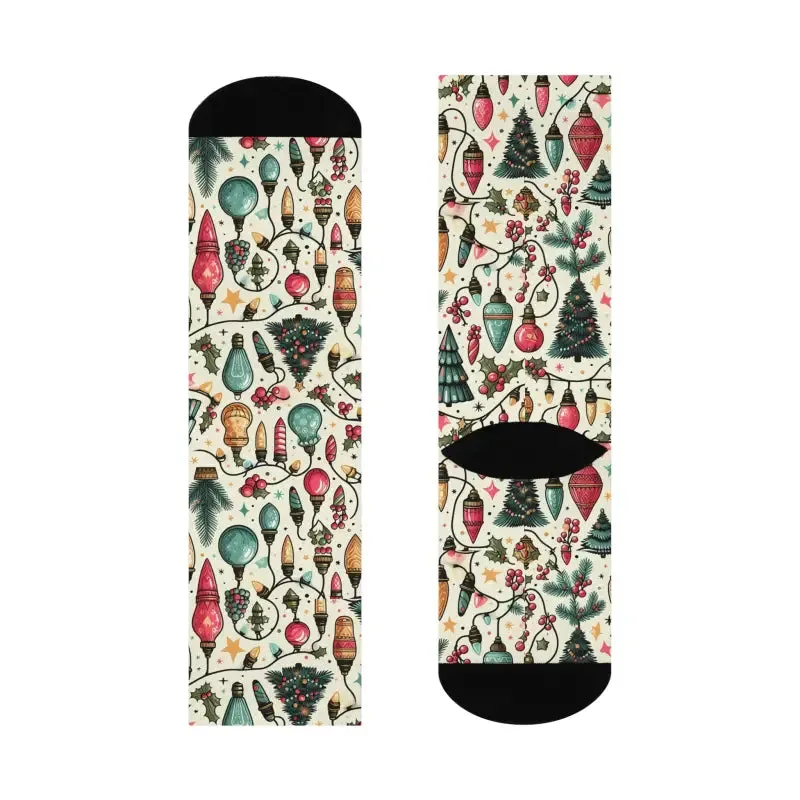 Step Up in Style Cushioned Christmas Lights Crew Socks