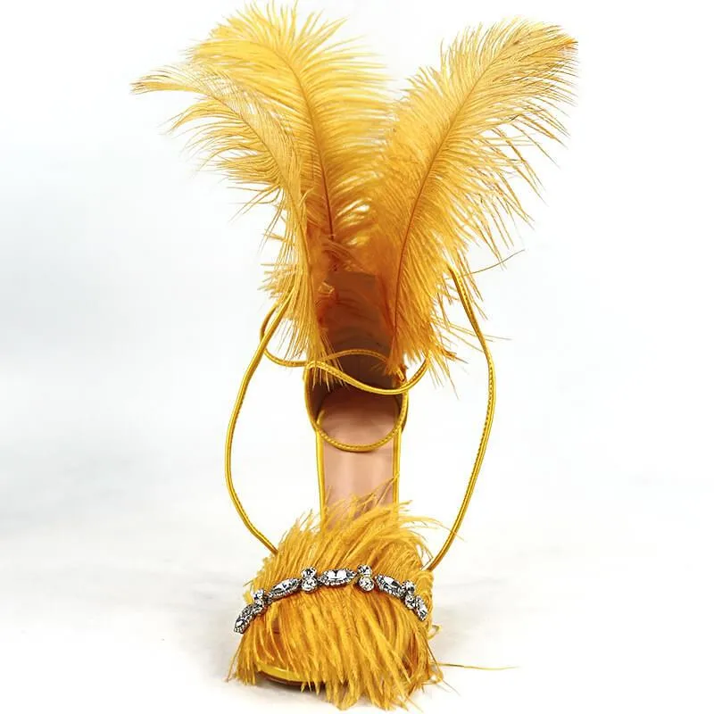 Strappy Ankle  Fur Pointed Toe Sandals