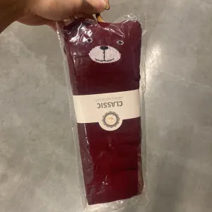 Thigh High Socks (Bear - Wine Red)