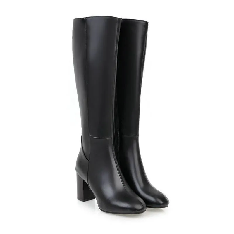 Toleet frat outfits Women's Boots Thick Heel High Heel Square Toe Brown Long Boots Women's Shoes High Boots Shoes