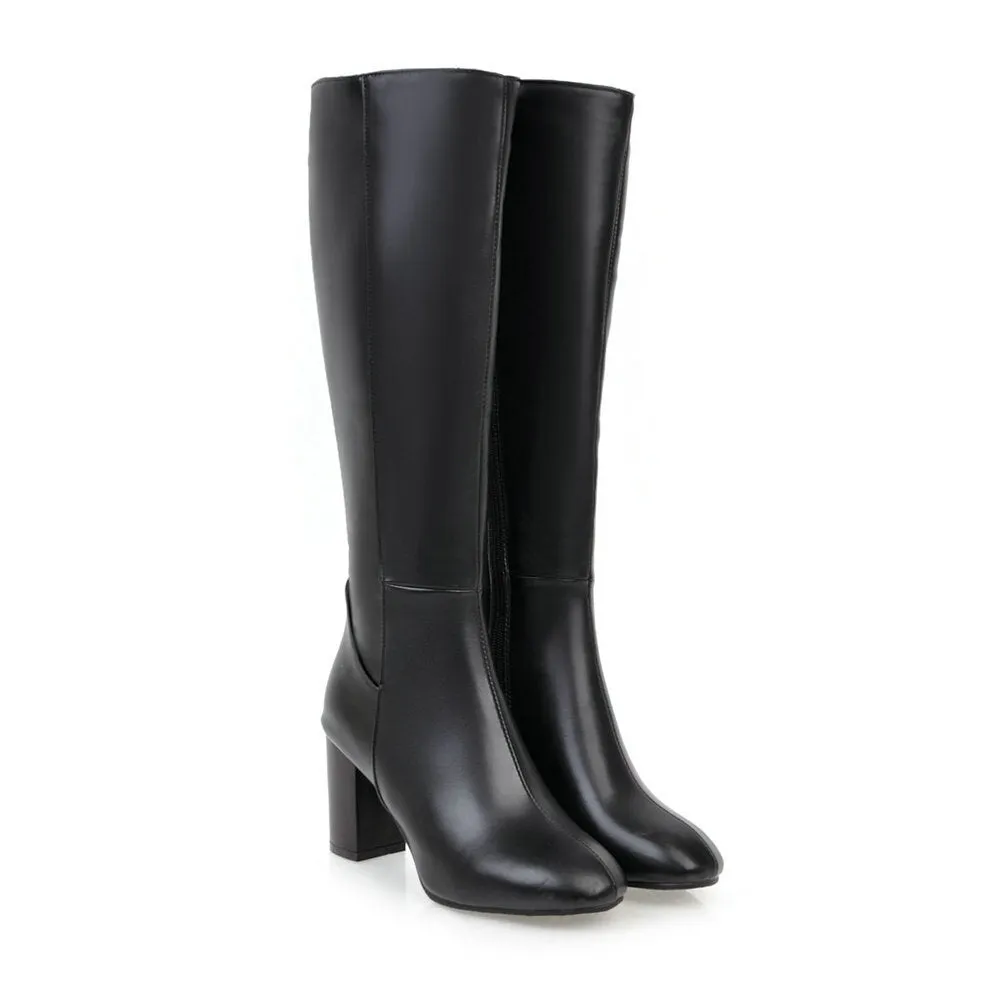Toleet frat outfits Women's Boots Thick Heel High Heel Square Toe Brown Long Boots Women's Shoes High Boots Shoes