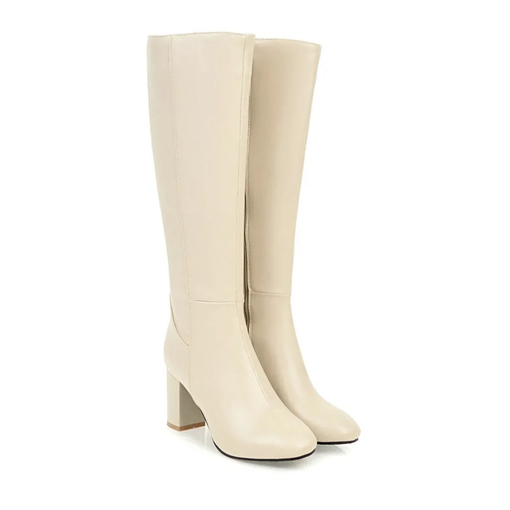 Toleet frat outfits Women's Boots Thick Heel High Heel Square Toe Brown Long Boots Women's Shoes High Boots Shoes
