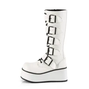 Trashville 518 White Vegan Leather Platform Knee Boots
