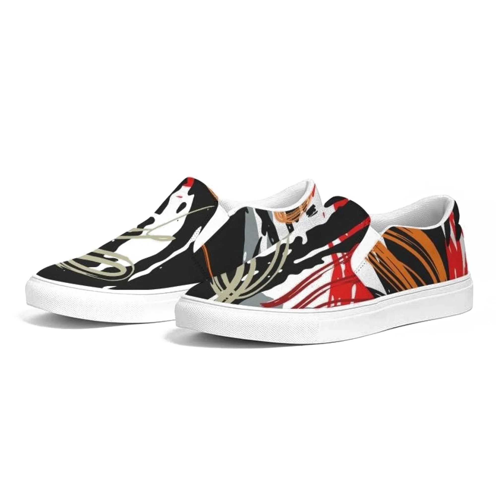 Uniquely You Womens Sneakers - Canvas Slip On Shoes, Multicolor Circular Print by inQue.Style