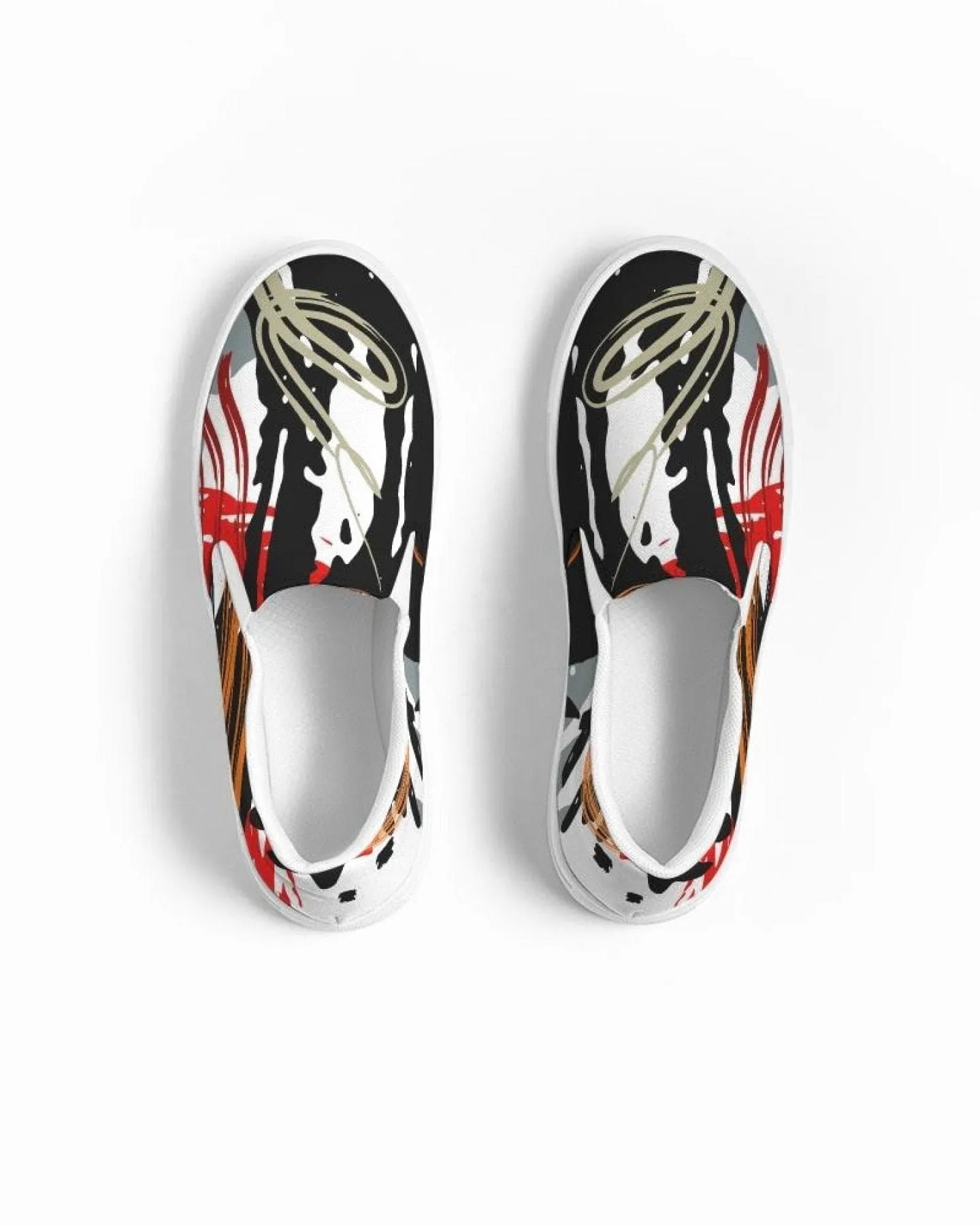 Uniquely You Womens Sneakers - Canvas Slip On Shoes, Multicolor Circular Print by inQue.Style