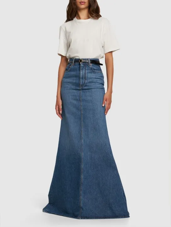 Valentino   High waist denim long skirt 