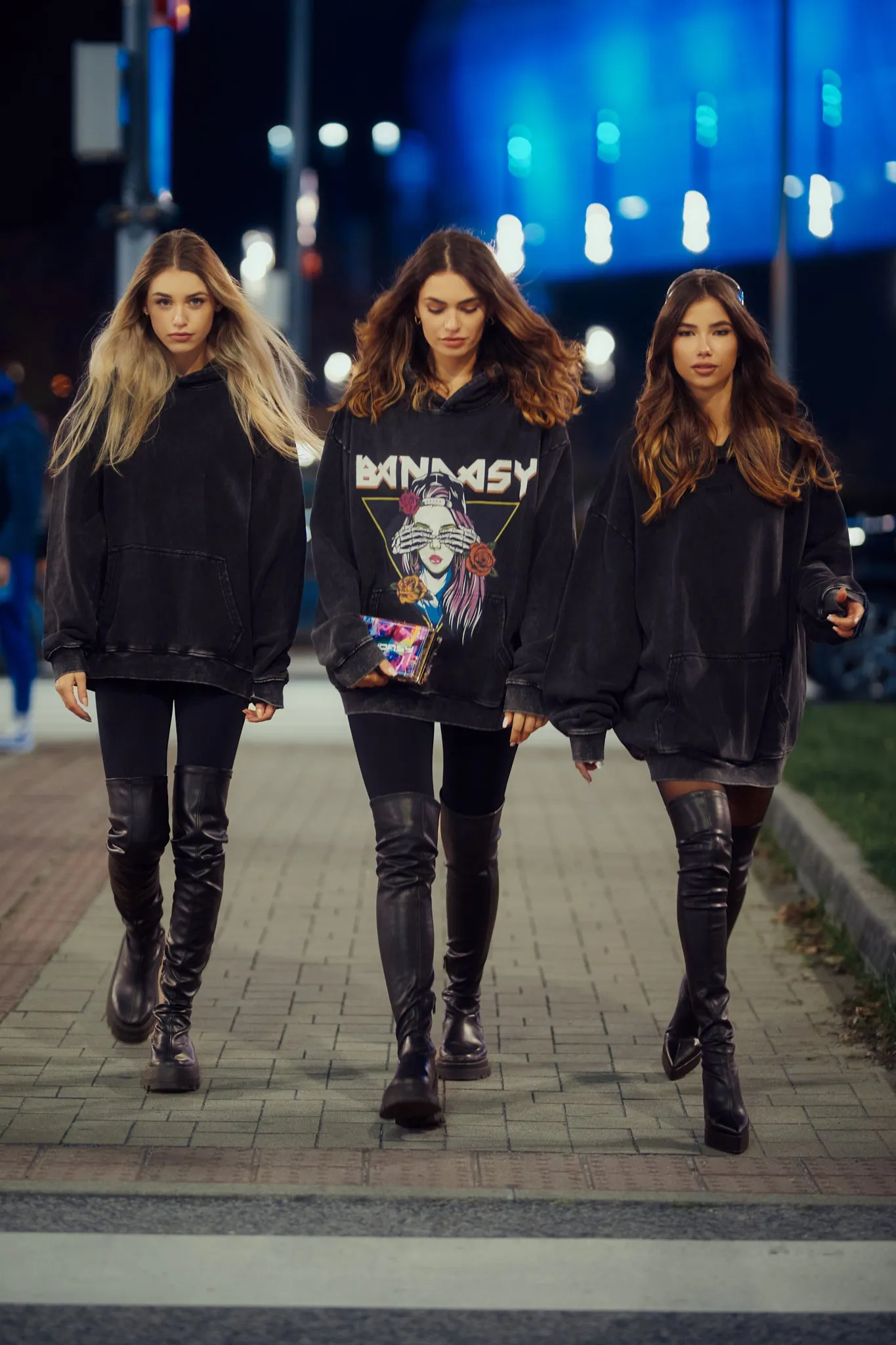 VENICE OVERSIZE HOODIE DENIM BLACK