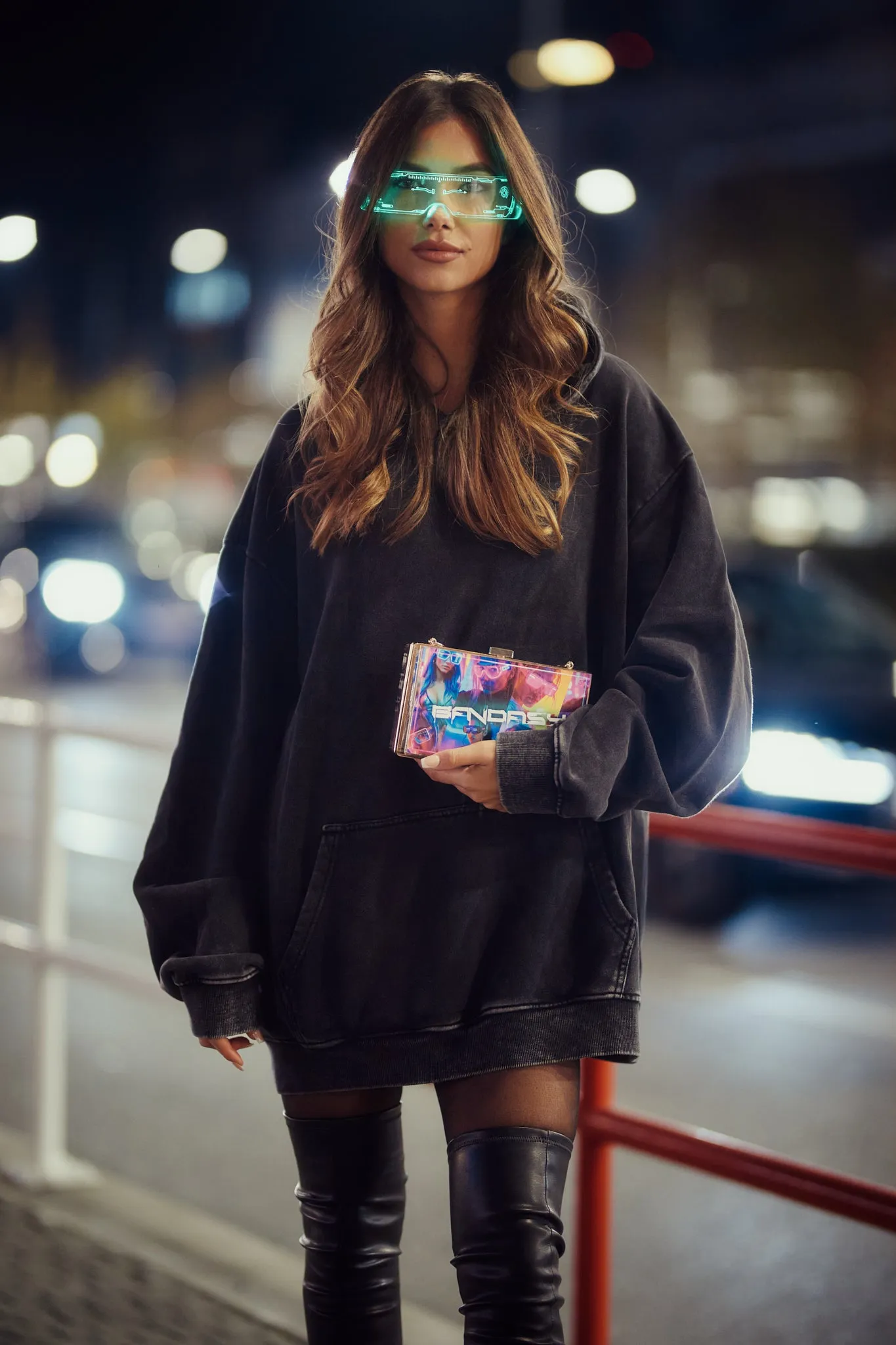 VENICE OVERSIZE HOODIE DENIM BLACK