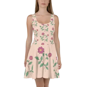 Vibrant Pink Floral Skater Dress
