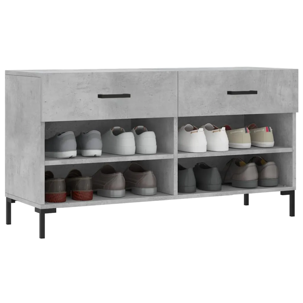 vidaXL Shoe Bench Concrete Grey 102x35x55 cm Engineered Wood