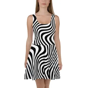White Wavy Skater Dress