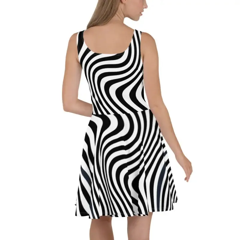 White Wavy Skater Dress