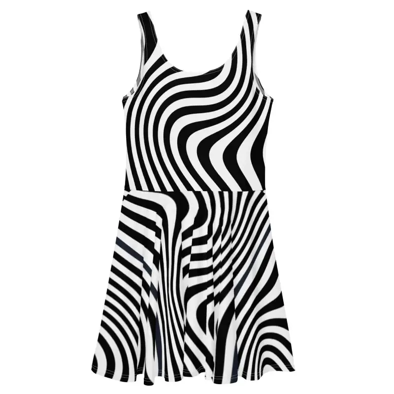 White Wavy Skater Dress