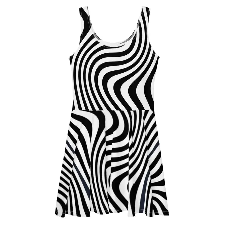 White Wavy Skater Dress