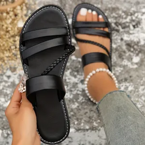 Women's Casual Flat Slide |  Open Toe Slip On Shoes