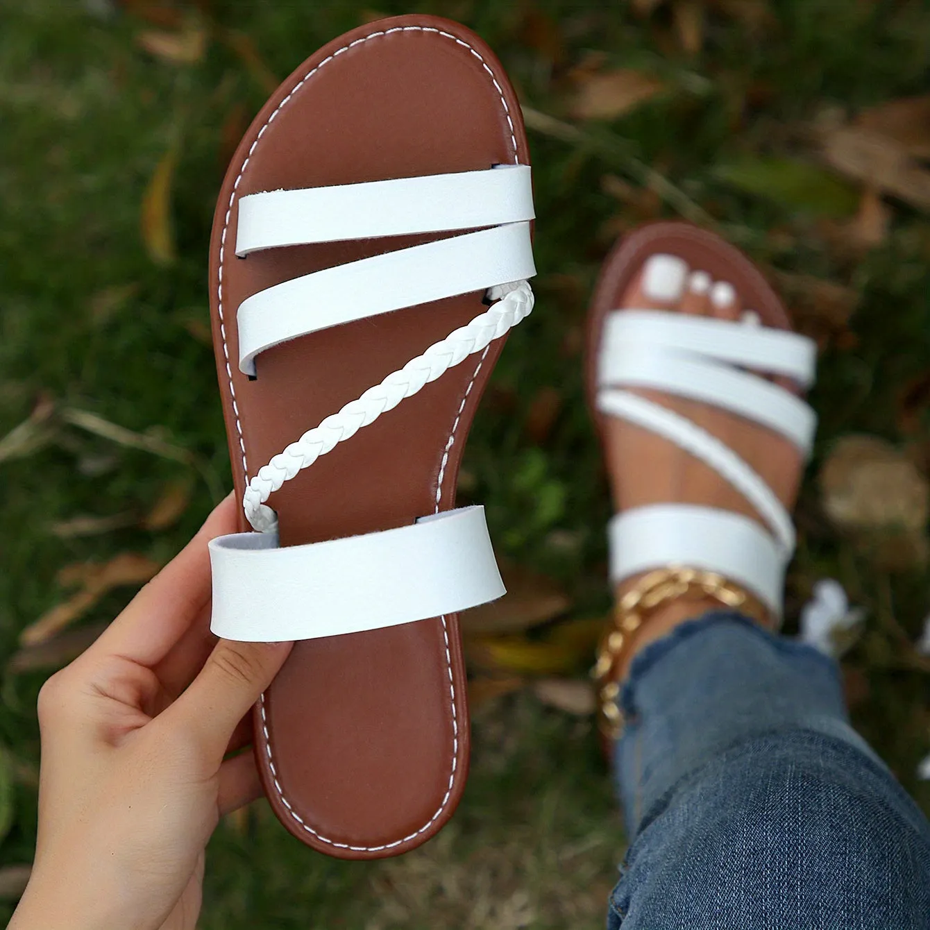 Women's Casual Flat Slide |  Open Toe Slip On Shoes