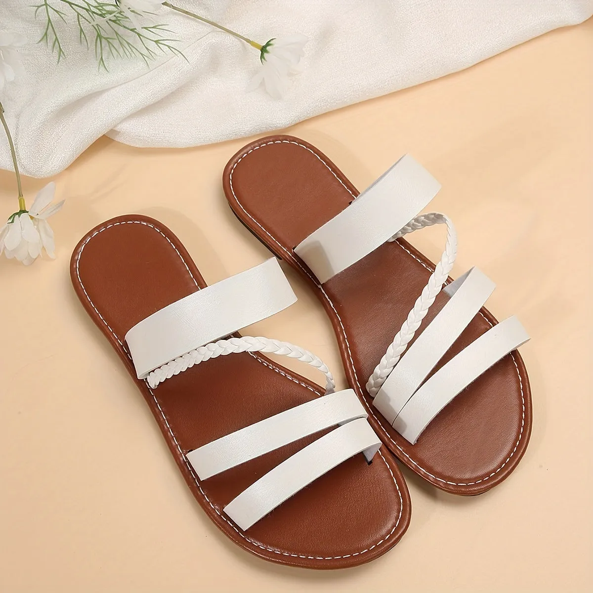 Women's Casual Flat Slide |  Open Toe Slip On Shoes