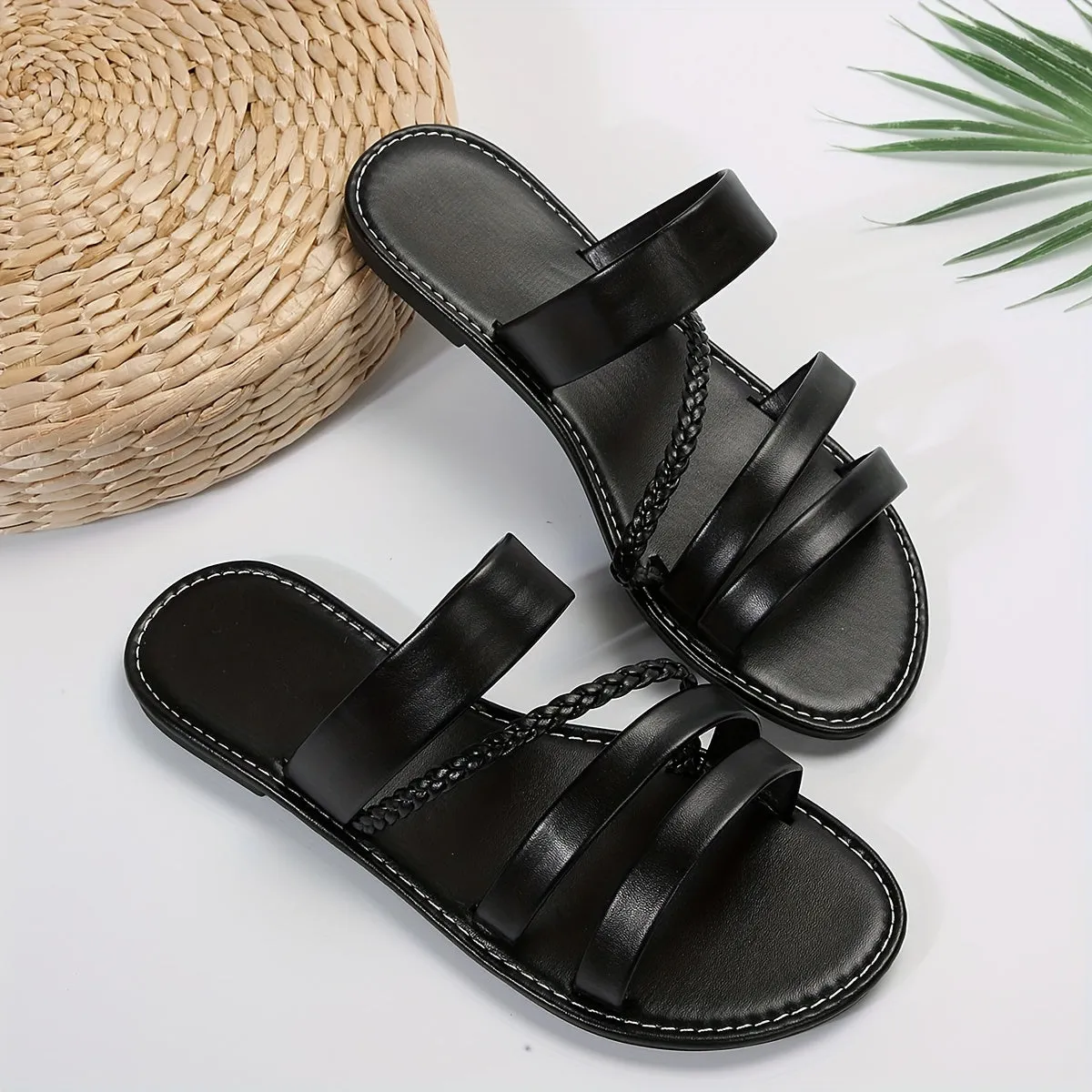 Women's Casual Flat Slide |  Open Toe Slip On Shoes